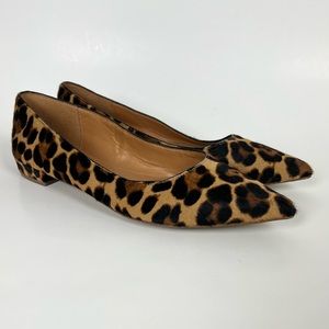 J Crew Leopard Print Leather Pointed Toe Flats